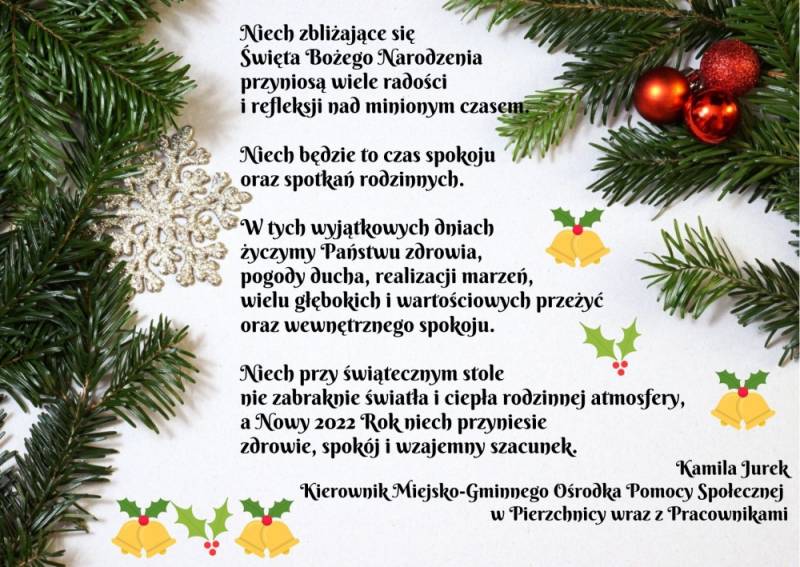 Zdjęcie: Życzenia Świąteczno-Noworoczne od Miejsko-Gminnego ...